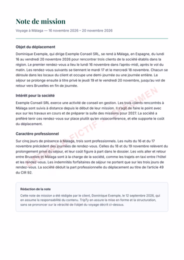 Aperçu de la note de mission